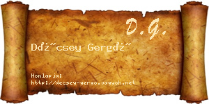 Décsey Gergő névjegykártya